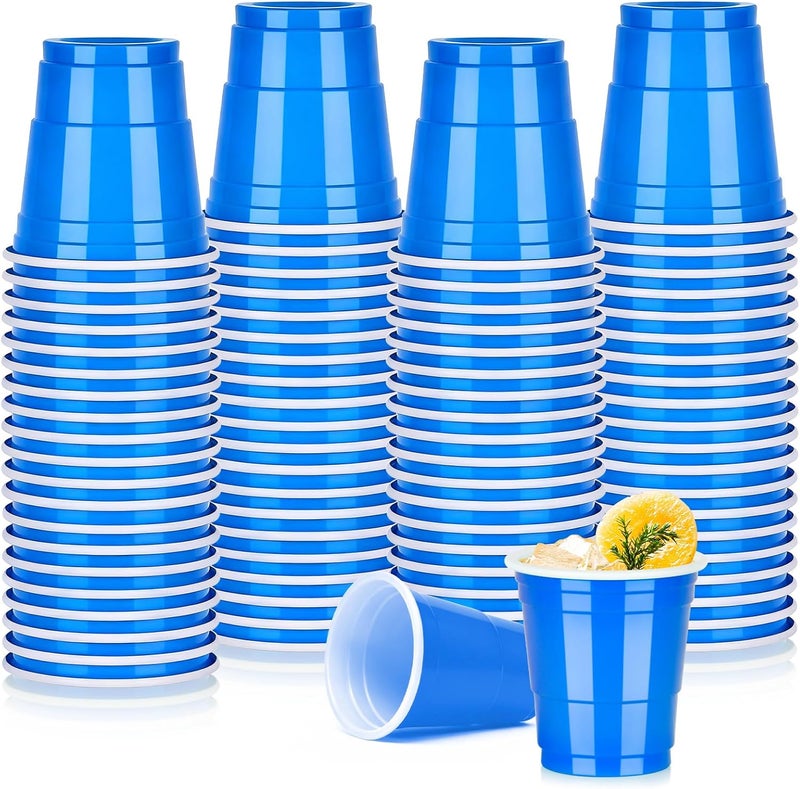 Pineburg 100 Pack 2oz Plastic Shot Cups, Blue Plastic Shot Glasses, Mini Disposable Cups for Parties Valentine's Day Weddings Birthday Party Games & Events Supplies(Blue) - Image 1
